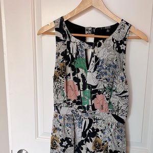 Floral Print Sleeveless Dress with Keyhole Neckline from ModCloth